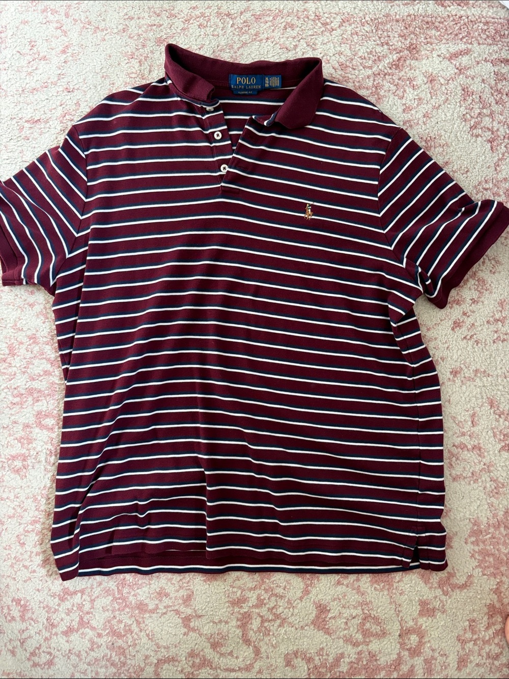 Polo by Ralph Lauren Burgundy Striped Polo Shirt